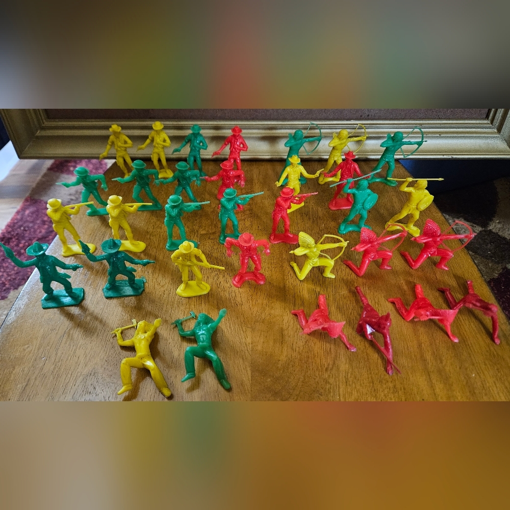 Vintage Tim Mee Cowboys & Native American Figurines 1960s & 1970s Lot of 33